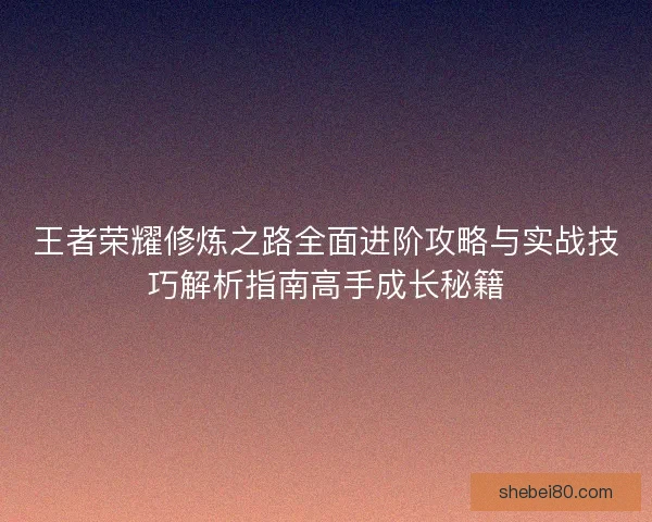 王者荣耀修炼之路全面进阶攻略与实战技巧解析指南高手成长秘籍